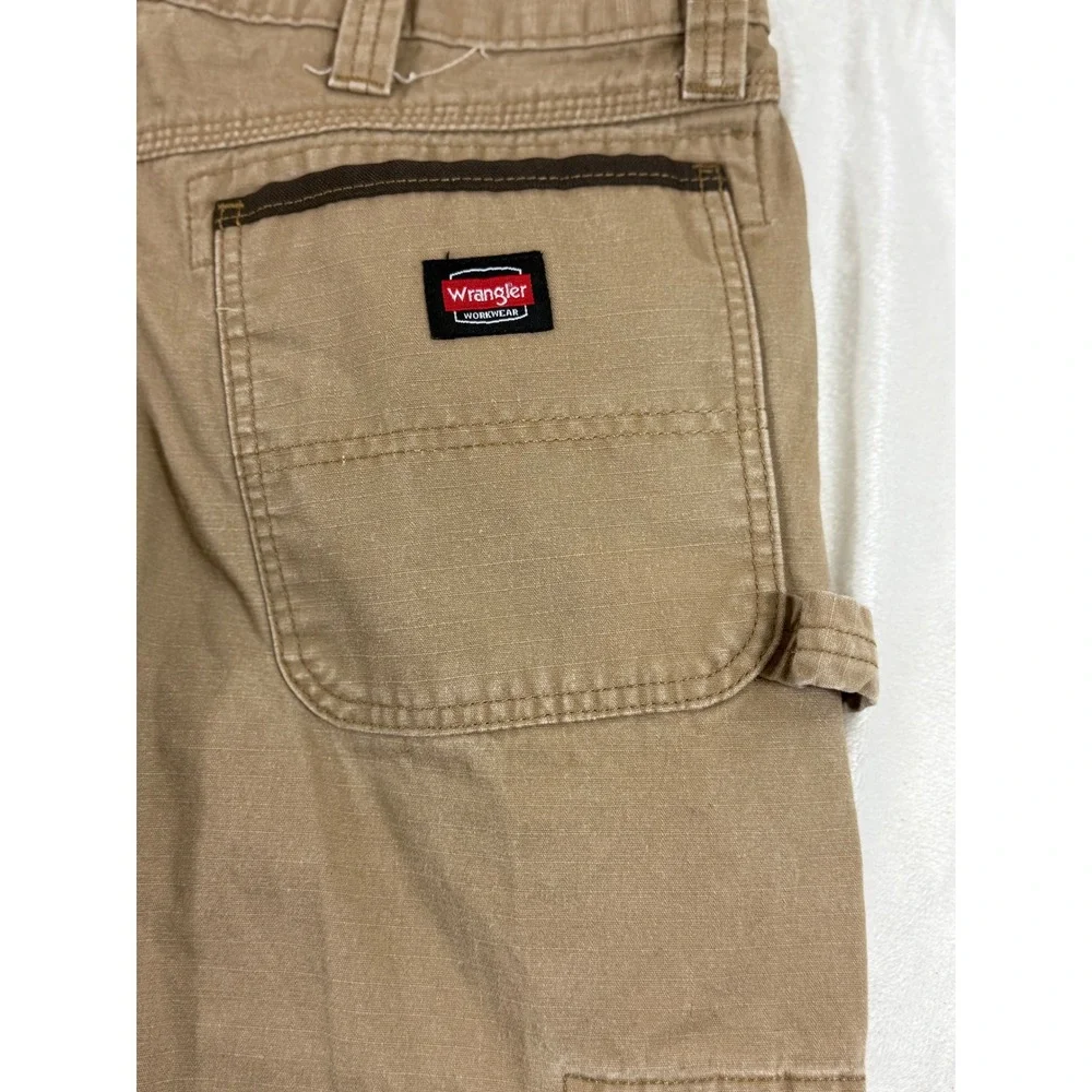 Wrangler Workwear Men's 38x30 Carpenter Cargo Pants Tan Canvas Workwear Utility
